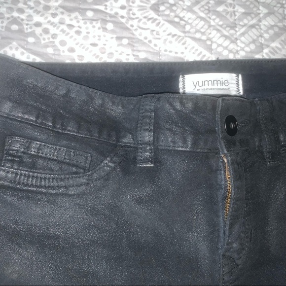 Yummie by Heather Thomson Denim - Yummie 27s “Black Velveteen” coated jeans black
